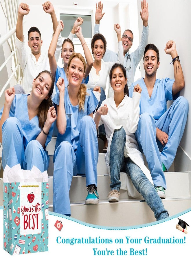 FaCraft Nurse Graduation Gifts Bag - 13" Large Nurse Gift Bags with Tissue Paper for Women Men New Nurses Nursing School Graduation Gifts for Her Him Graduates New Nursing Student Medical School Party - Image 2